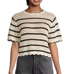 NWT Trovata Birds of Paradise Jules Sweater Antique White With Black Stripe